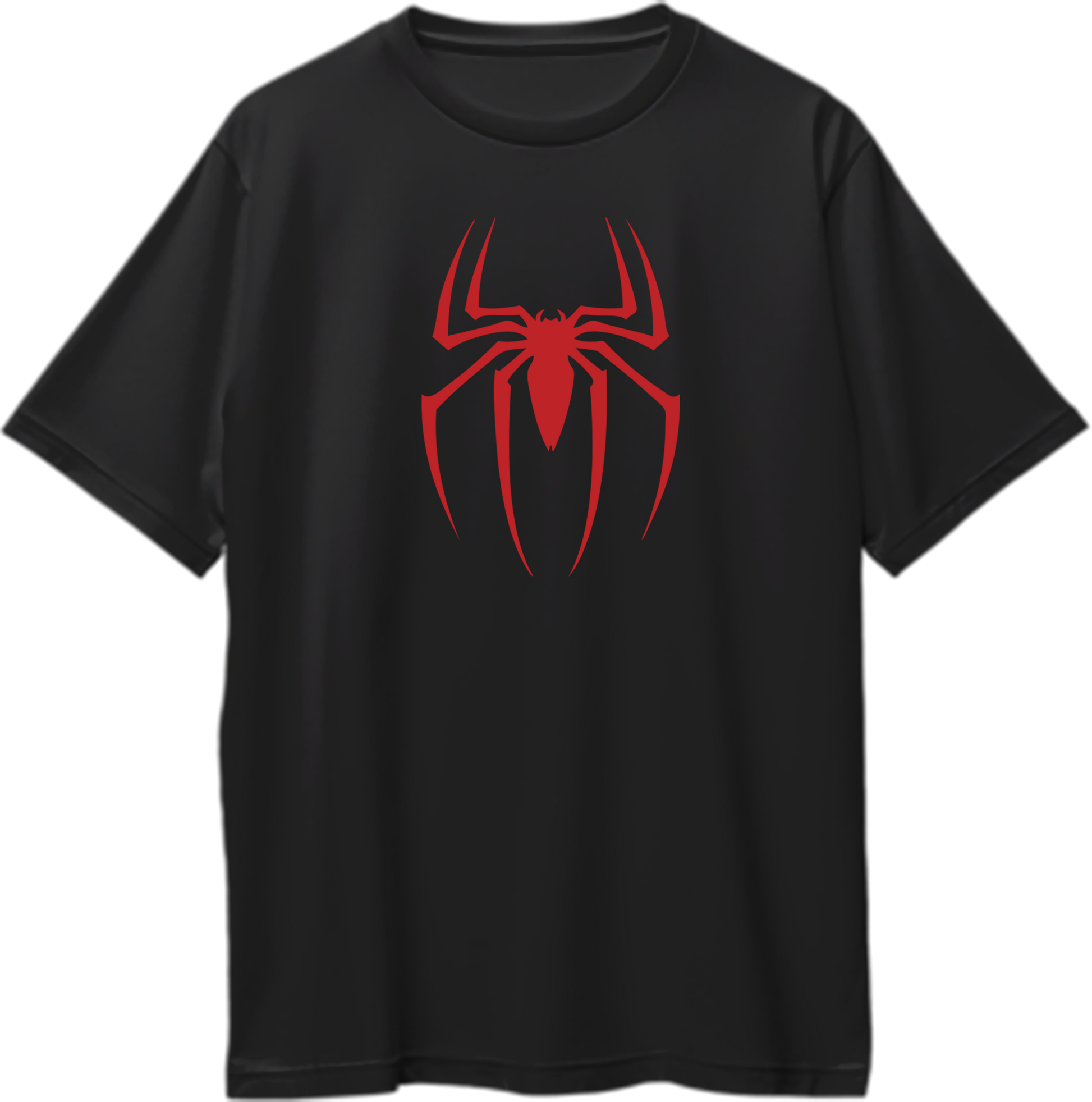 "Oversized unisex t-shirt with Spidey logo, representing Parker's heroic journey as a Friendly Neighborhood protector."