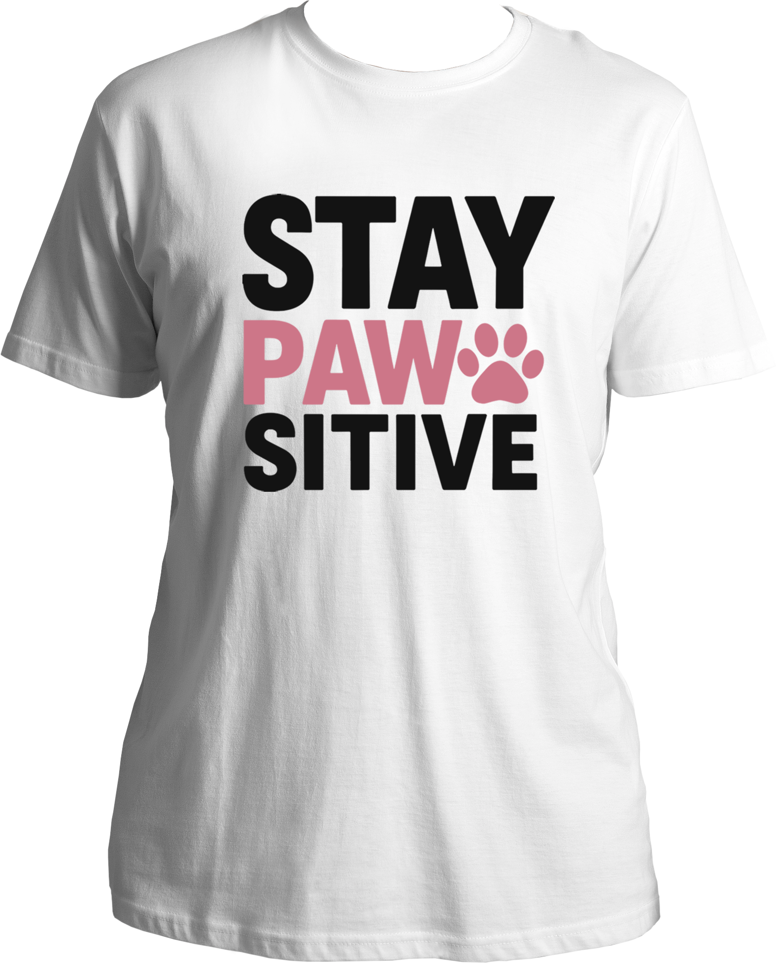 Dog lover t-shirt with “Stay Pawsitive” graphic