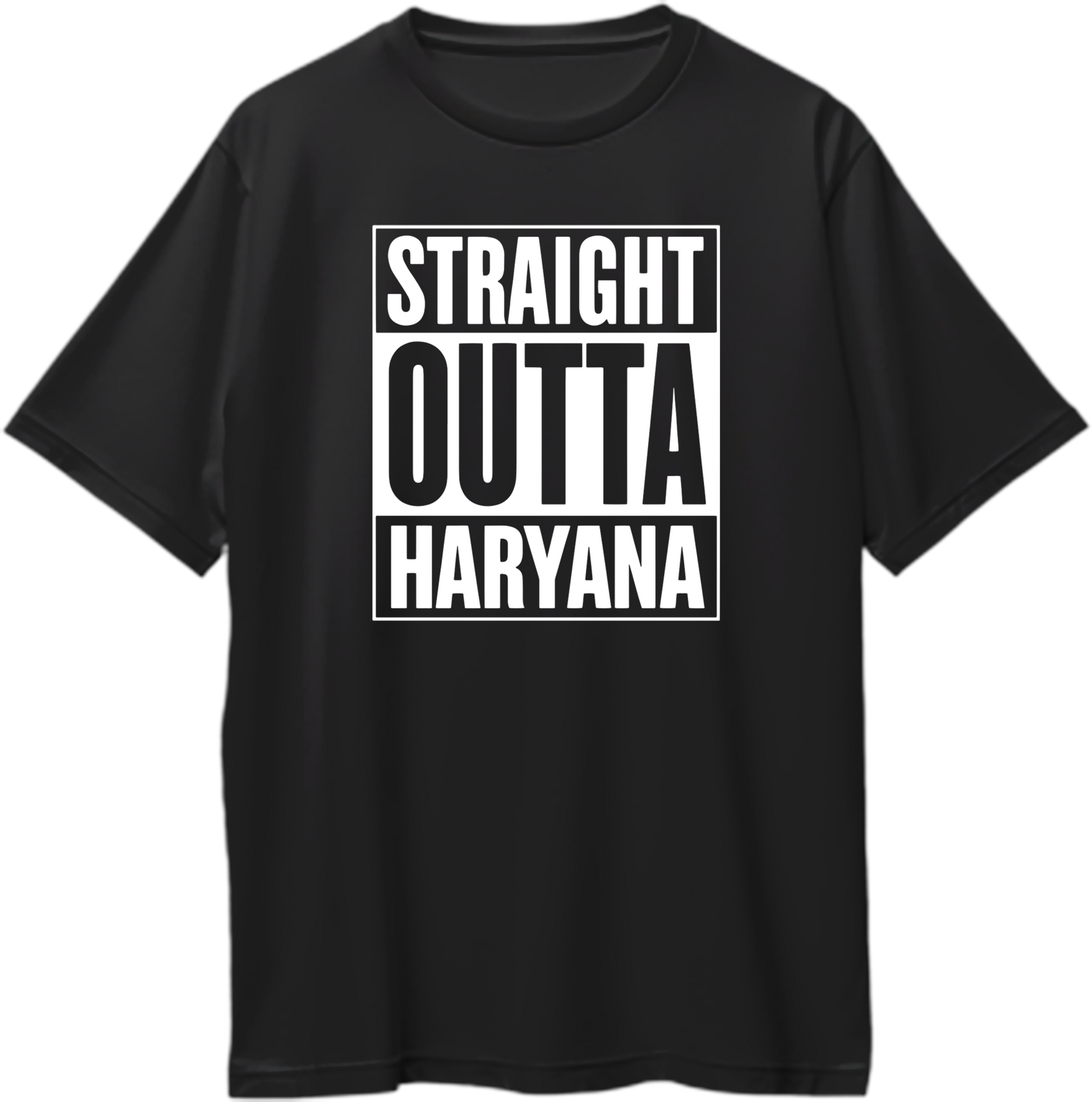 straight outta haryana oversized black t shirt desi streetwear design