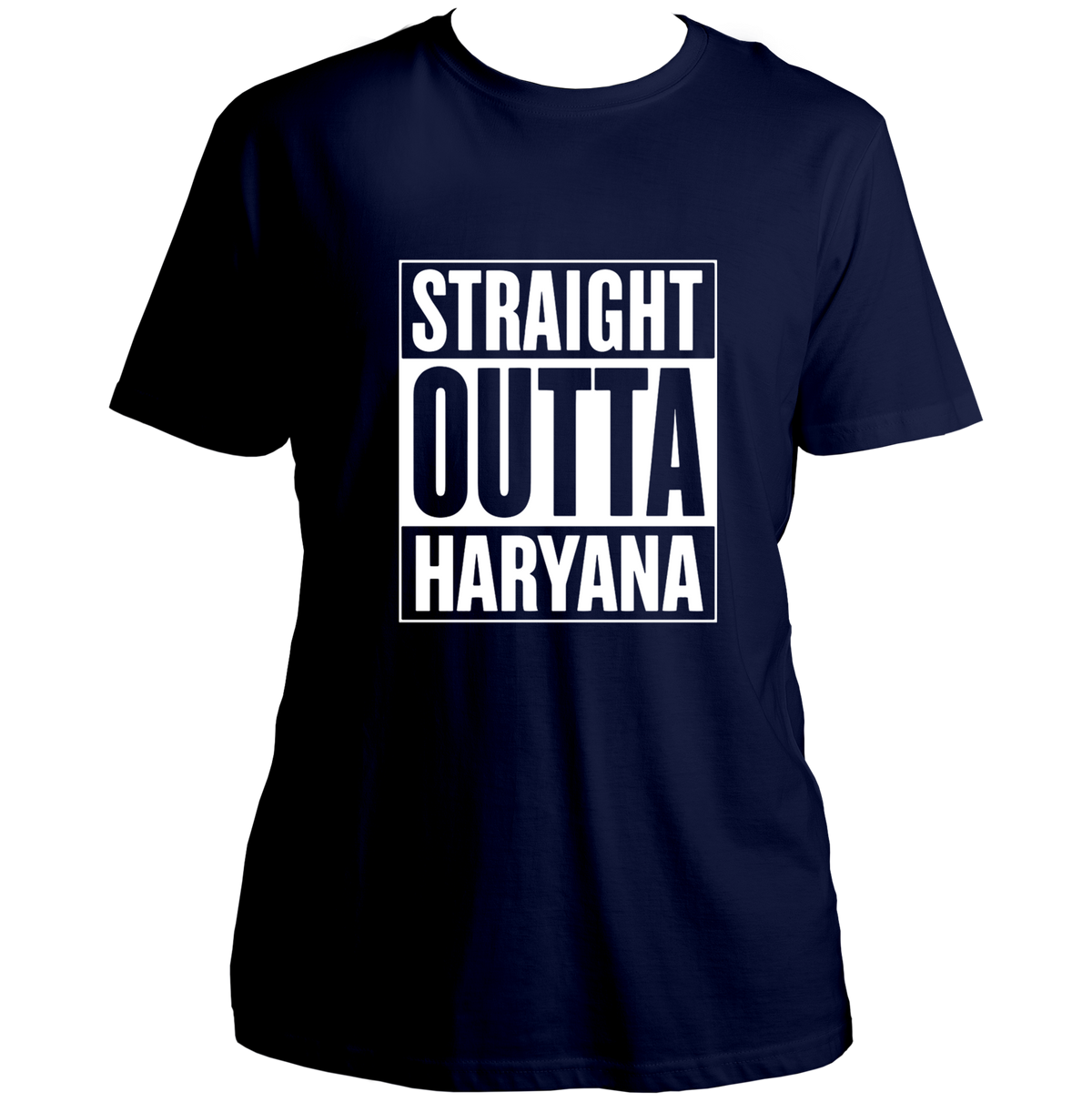 Navy Blue Straight Outta Haryana Unisex T-Shirt with Straight Outta Haryana print