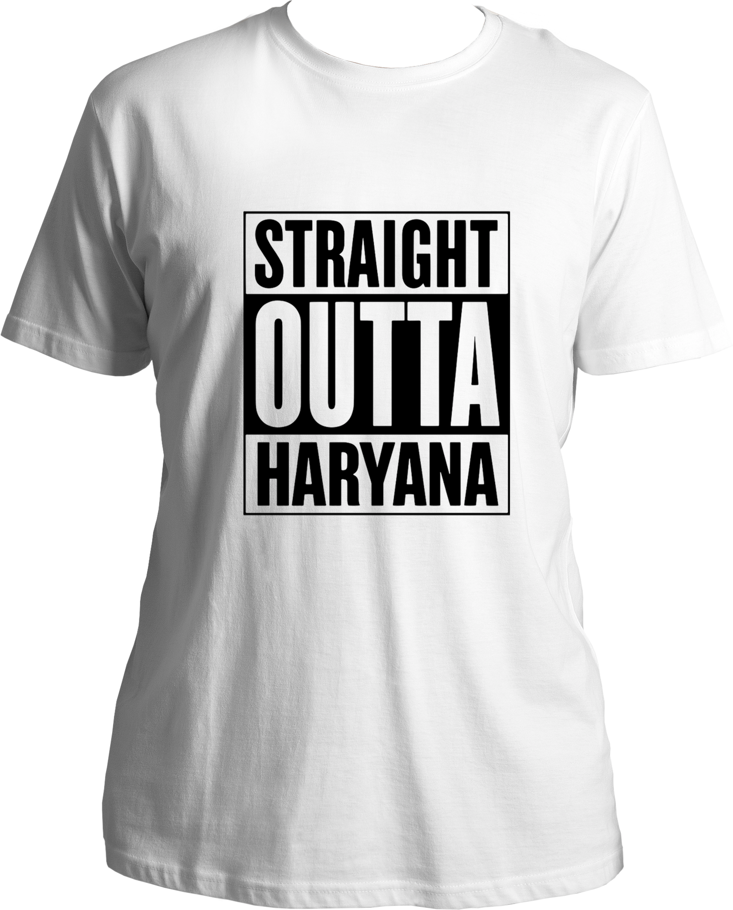 straight outta haryana unisex white t shirt haryanvi streetwear design