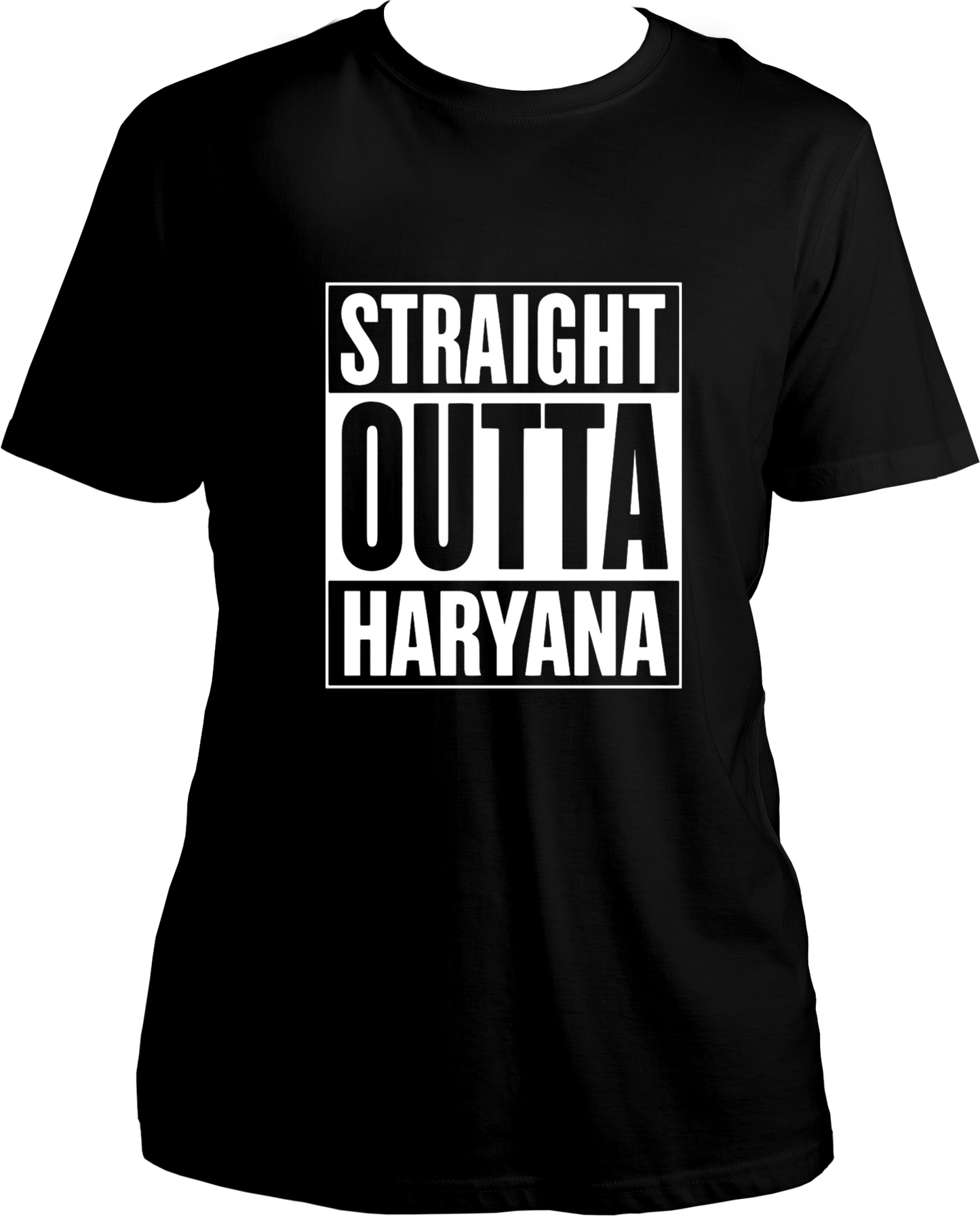 straight outta haryana unisex black t shirt haryanvi streetwear design