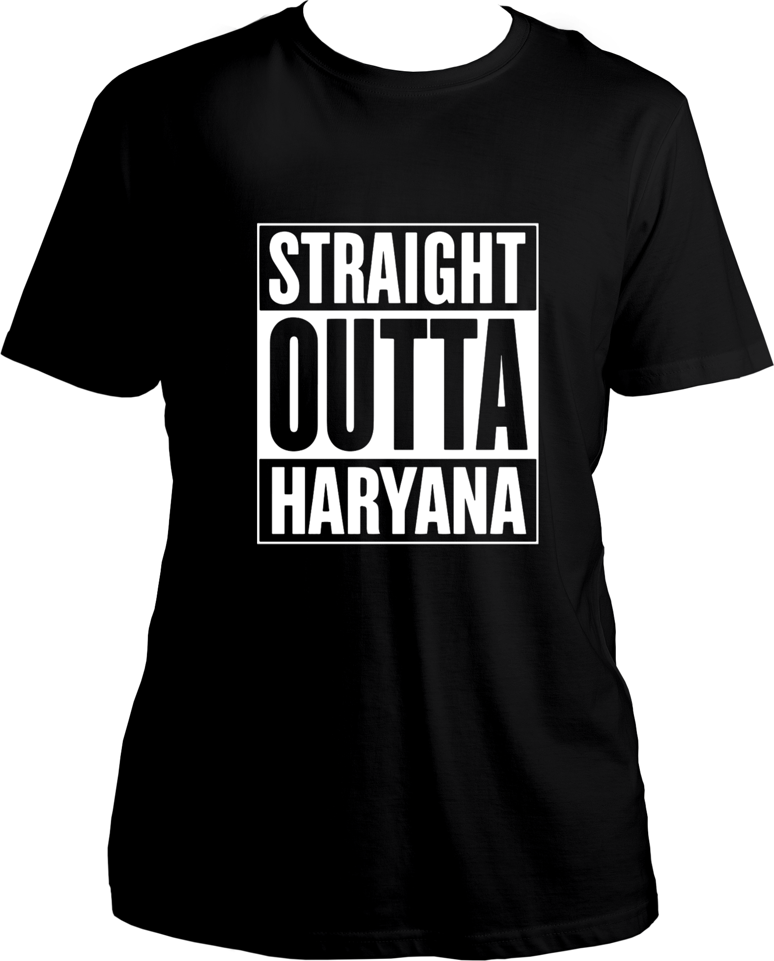 straight outta haryana unisex black t shirt haryanvi streetwear design