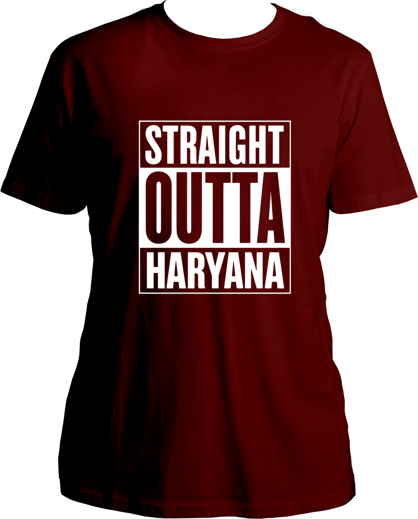 straight outta haryana unisex maroon t shirt haryanvi streetwear design