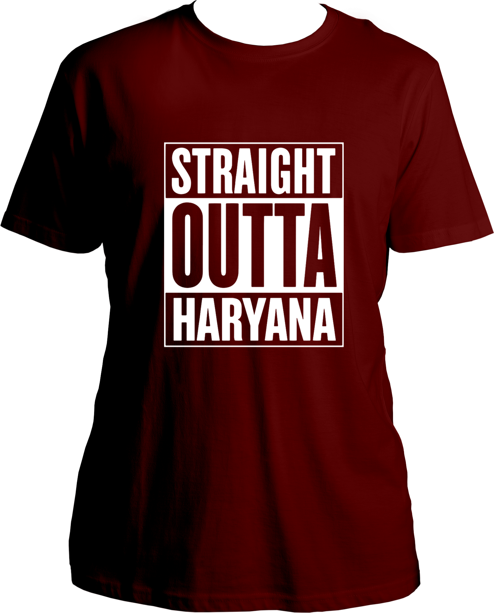 straight outta haryana unisex maroon t shirt haryanvi streetwear design