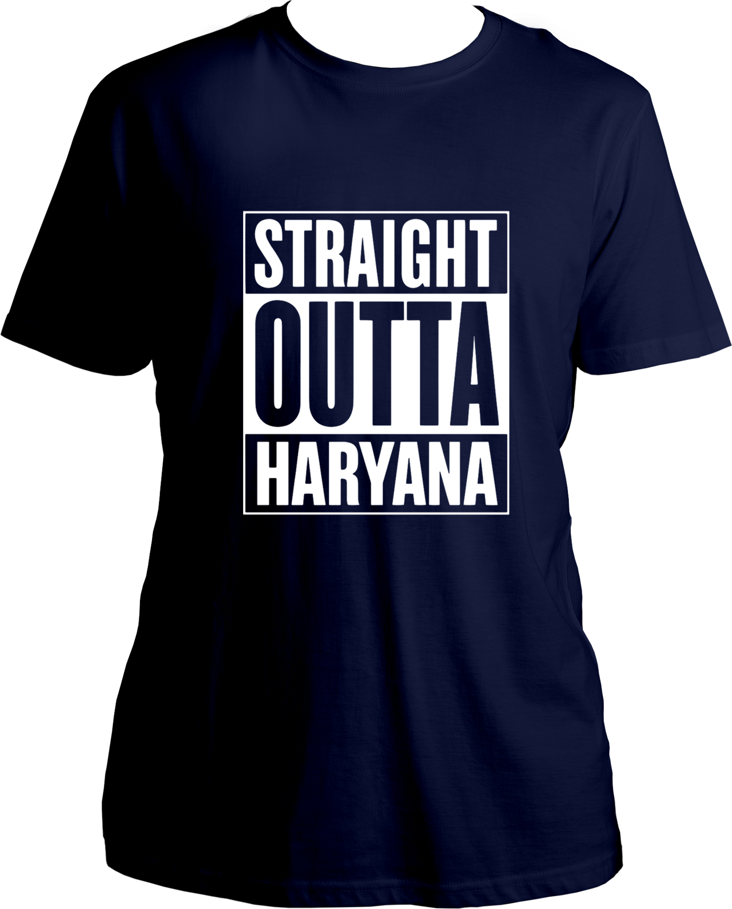 straight outta haryana unisex navy blue t shirt haryanvi streetwear design
