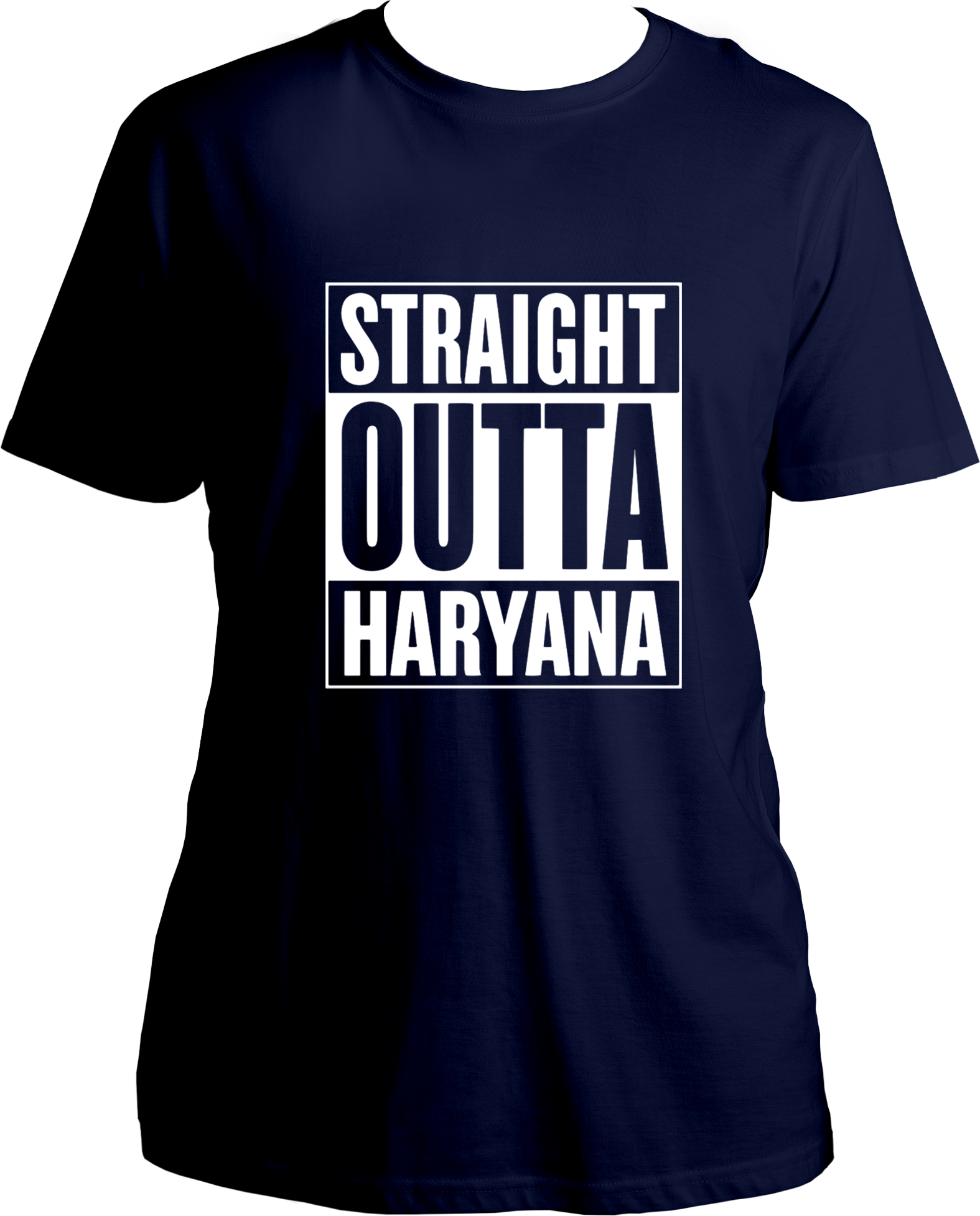straight outta haryana unisex navy blue t shirt haryanvi streetwear design