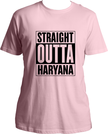 straight outta haryana unisex black t shirt haryanvi streetwear design