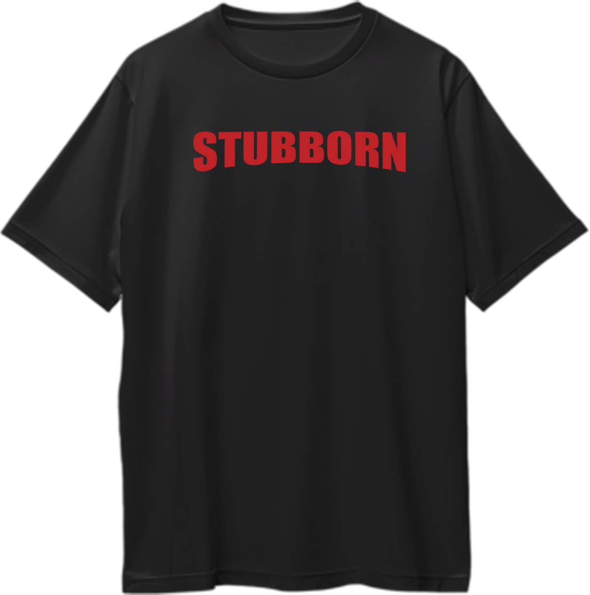 Black Stubborn Oversized T-Shirt with bold red STUBBORN typography print