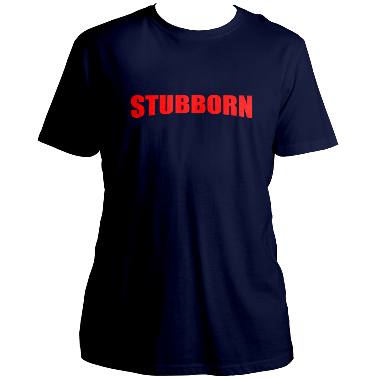Navy Blue Stubborn Unisex T-Shirt with bold STUBBORN text print