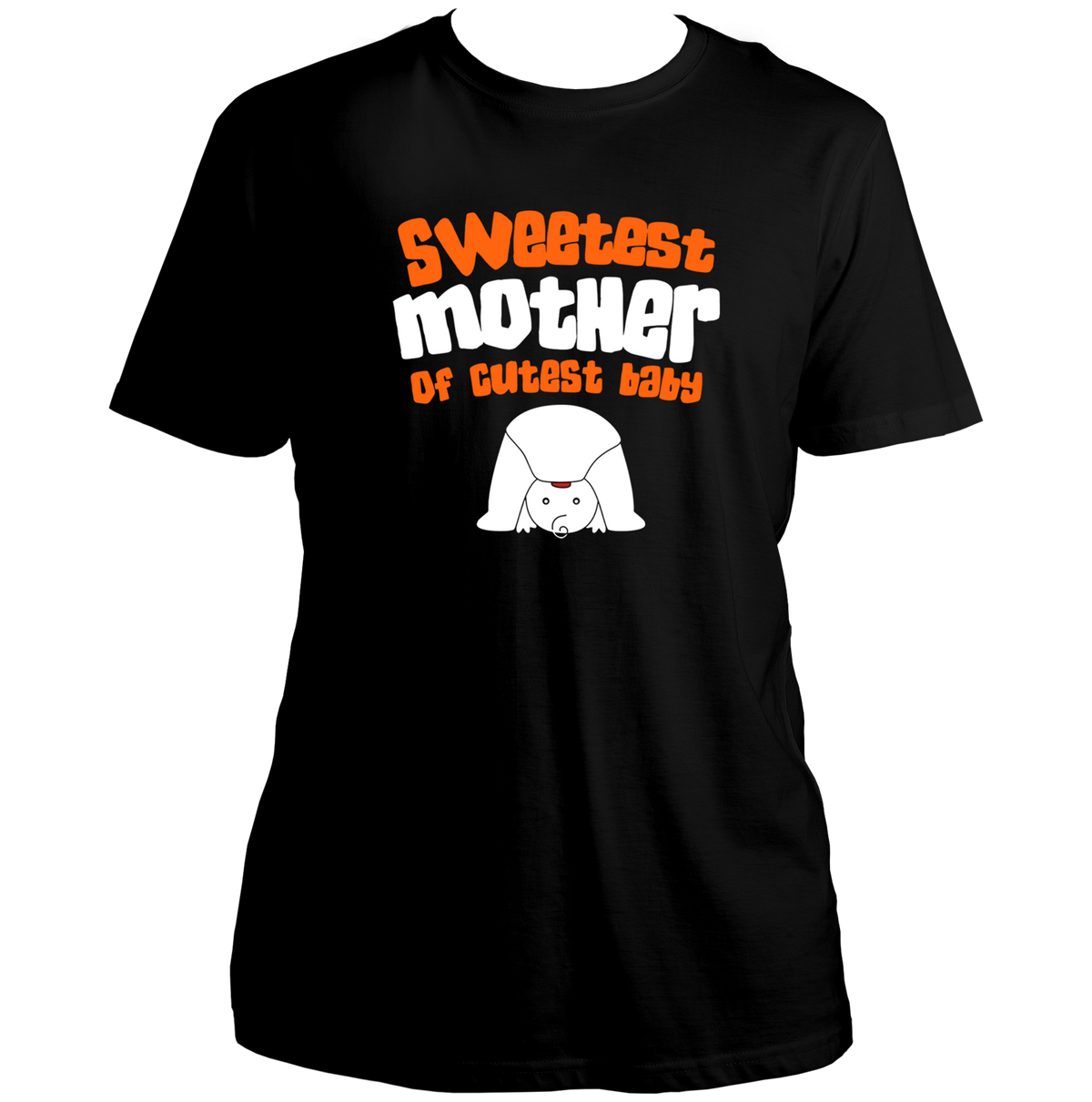 Black Sweetest Mother of Cutest Baby Unisex T-Shirt by Garrari with contrast mother and baby graphic