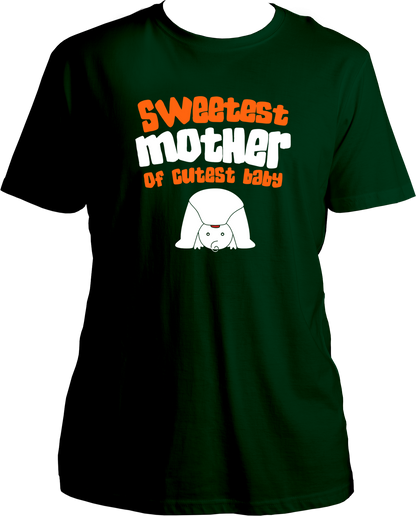 sweetest mother of cutest baby unisex dark green t shirt new mom gift