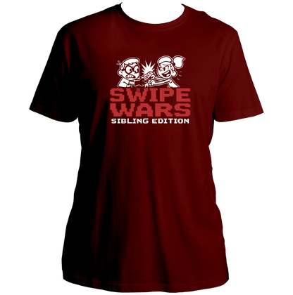 Swipe Wars Sibling Edition Unisex T-Shirt by Garrari with funny brother-sister remote fight graphic