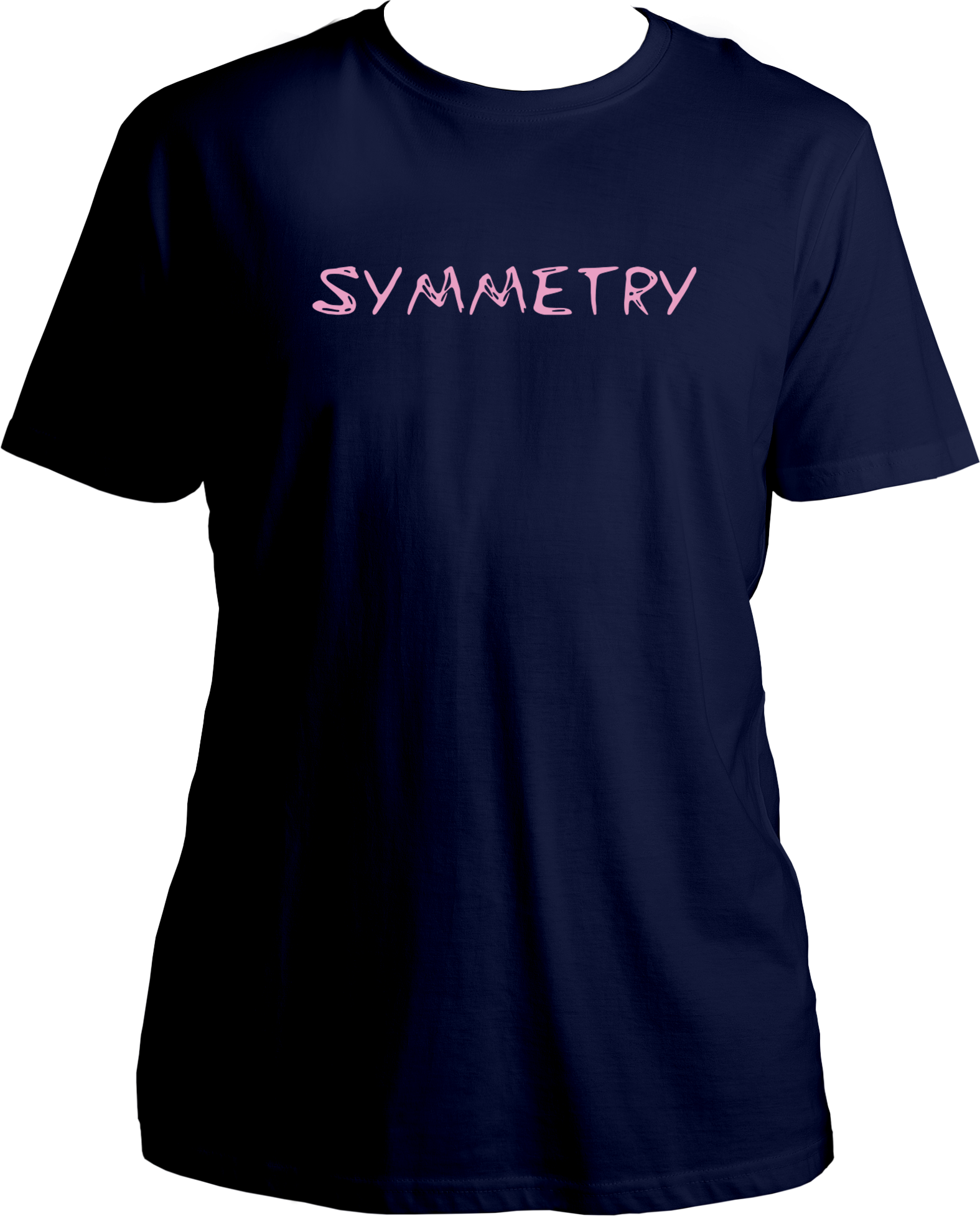 T-shirt with pink “Symmetry” text in a minimal Karan Aujla–inspired design.