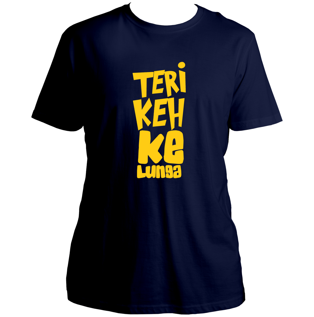 Navy Blue Teri Keh Ke Lunga Unisex T-Shirt with bold yellow stacked typography
