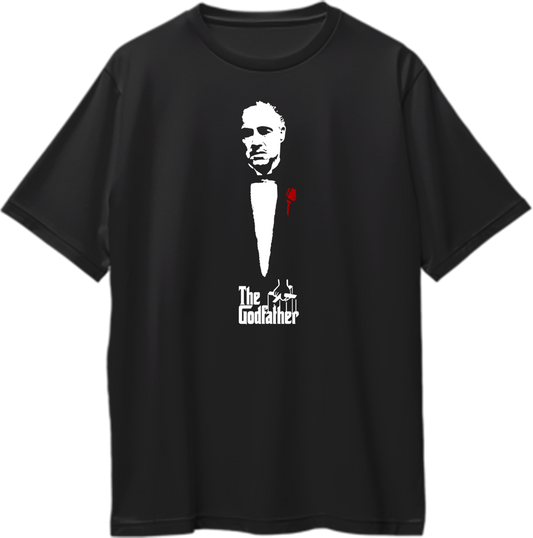 Front view of The Godfather Oversized Unisex T-Shirt featuring iconic movie graphic print.