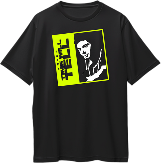 Front view of KR$NA's Time Will Tell Oversized Unisex T-Shirt featuring bold album-inspired graphic.