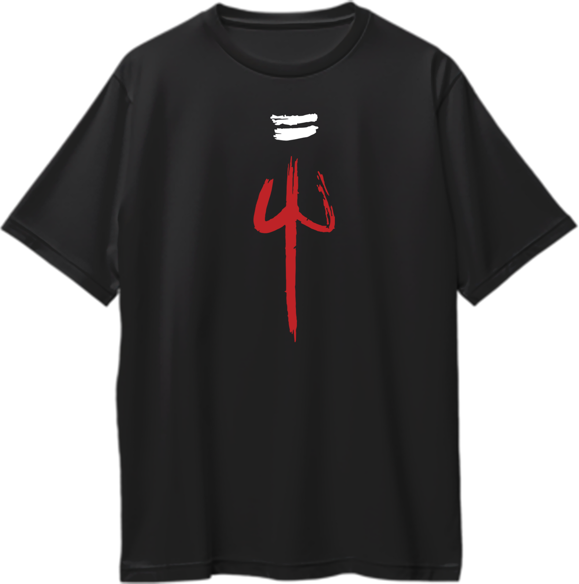 The Trishula Oversized Unisex T-Shirt featuring Lord Shiva’s Trishul and Tilak design, symbolizing strength and spiritual energy.