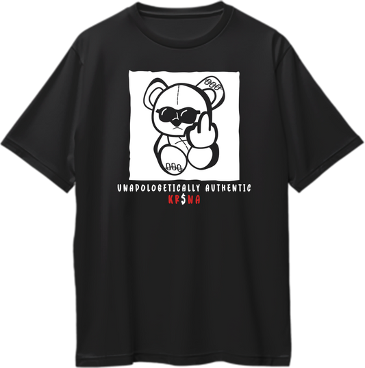 Front view of Unapologetically Authentic KR$NA Oversized Unisex T-Shirt with bold KR$NA-inspired design.