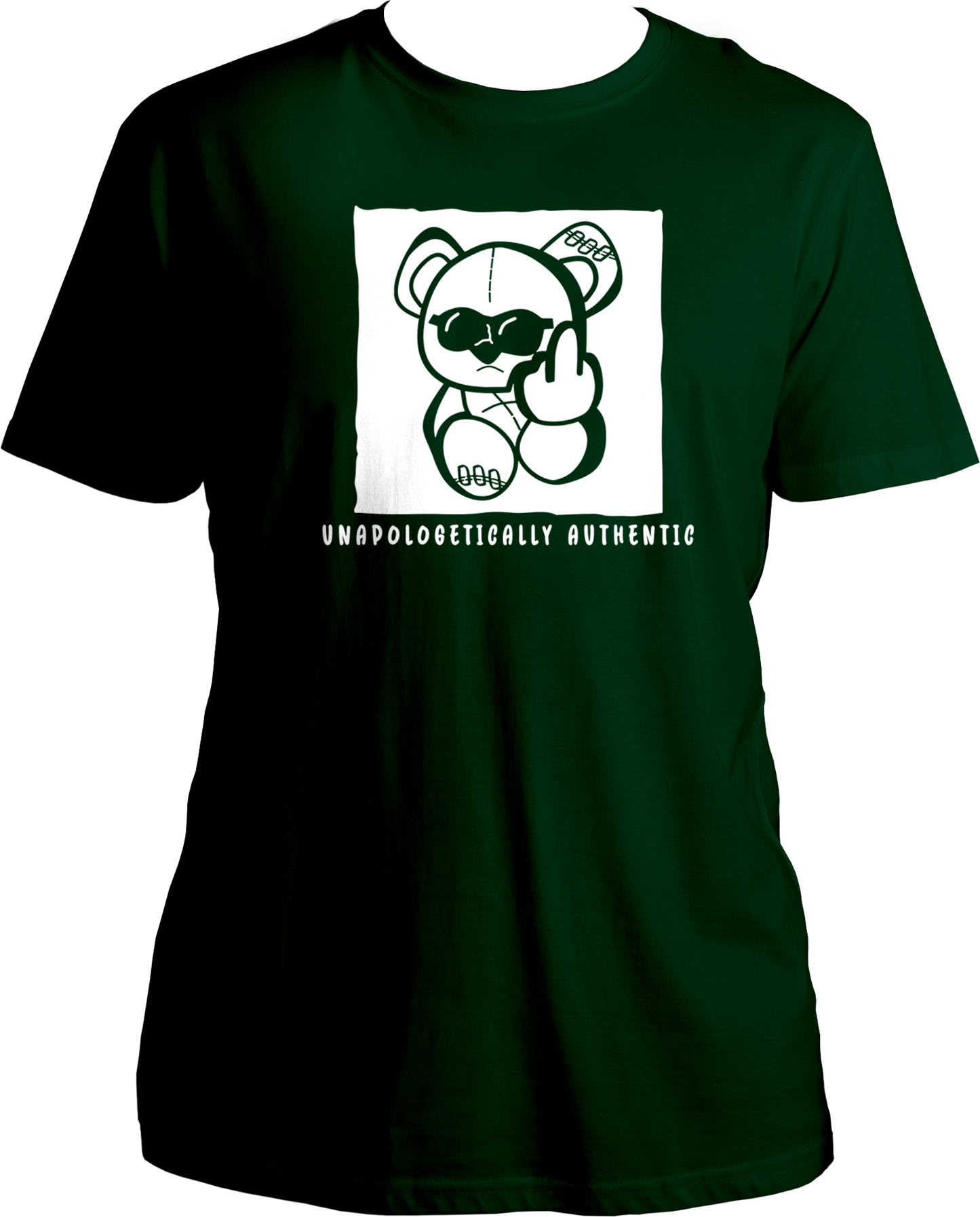 Show your true colors with the Unapologetically Authentic Unisex Cotton T-Shirt, perfect for fans who embrace KR$NA’s bold, unfiltered style. This T-shirt features the famous Flipping Finger Teddy Bear, making a statement that's both rebellious and iconic.