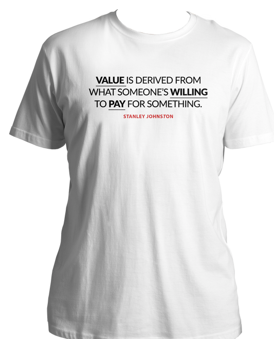 Featuring a fabulous quote from Stanley Johnston in the show – "Value is derived from what someone's willing to pay for something." – our t-shirts not only capture the essence of the series but also make a bold fashion statement.