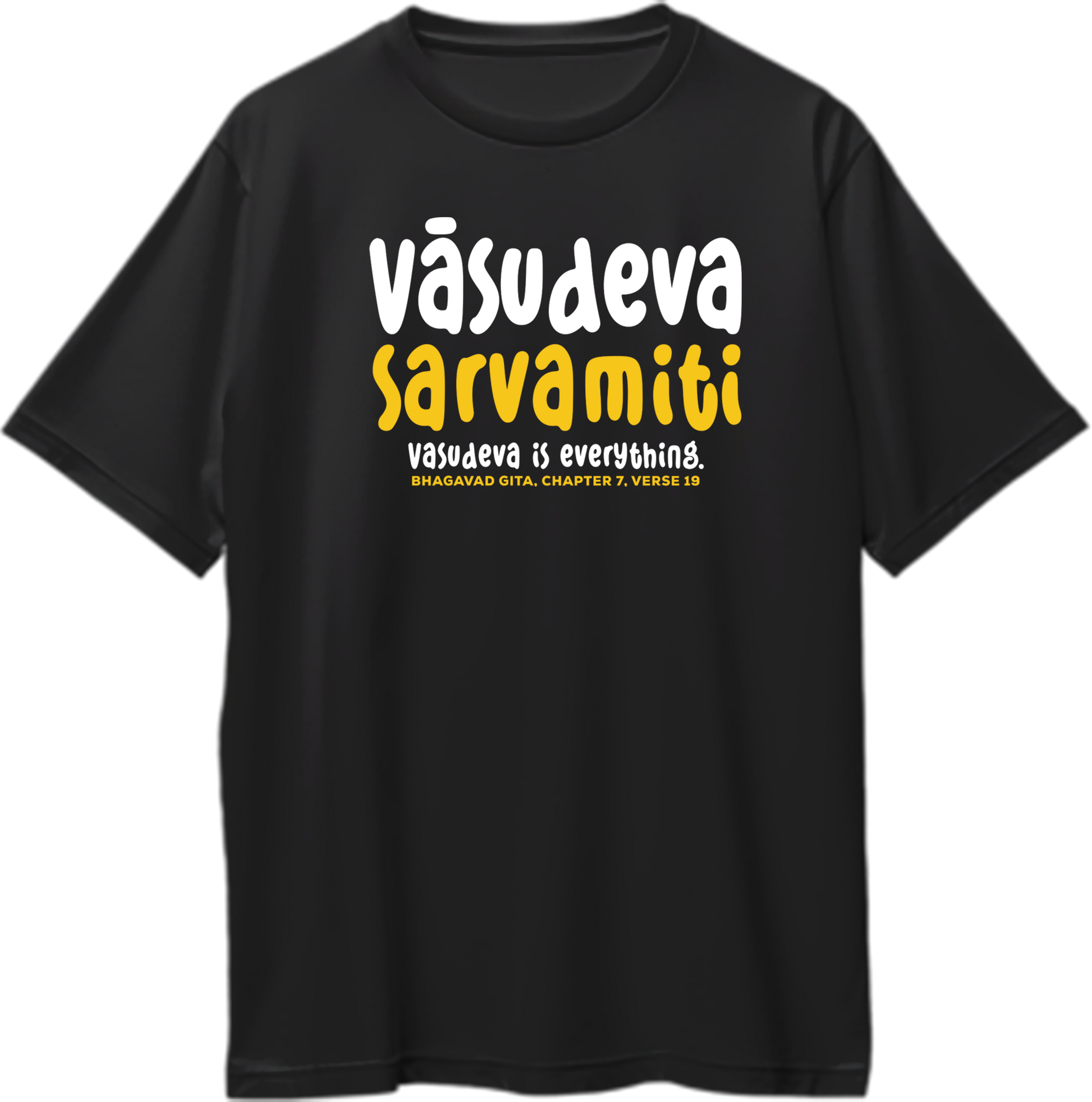 Vasudeva Is Everything oversized unisex t-shirt featuring Bhagavad Gita verse, perfect for devotees of Shri Krishna and Bhagavad Gita lovers.