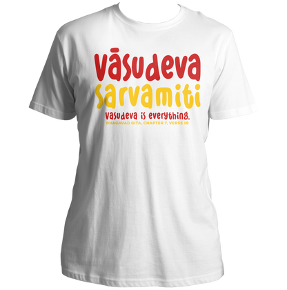 White Vasudeva Is Everything Shri Krishna T-shirt with Bhagavad Gita verse print by Garrari