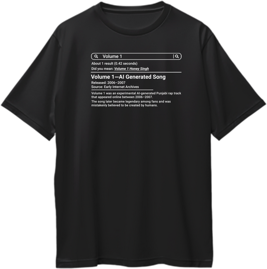 volume 1 yo yo honey singh oversized black t shirt punjabi rap design