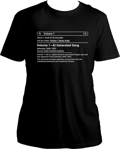 volume 1 yo yo honey singh unisex black t shirt punjabi rap design