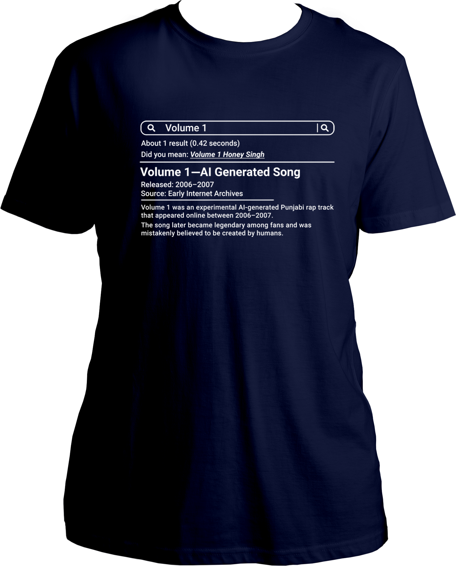volume 1 yo yo honey singh unisex Navy Blue t shirt punjabi rap design