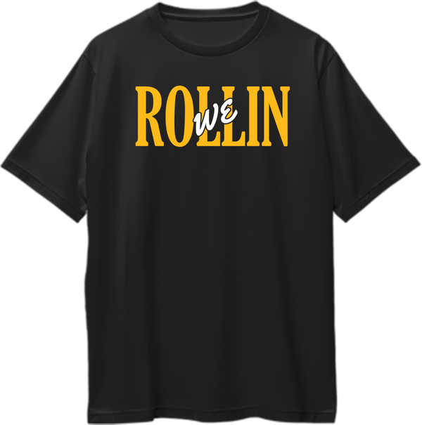 We Rollin Oversized T-Shirt with bold Shubh-inspired Punjabi music typography on black