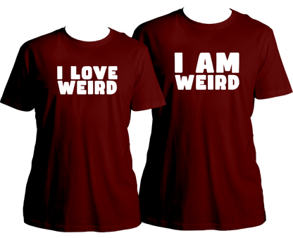 Celebrate love with our Weird Combo Unisex T-Shirts! Made for the best couples, these shirts are perfect for Valentine's Day or any special occasion. With quirky designs featuring cupids and the phrase "I love weird", these shirts are a fun and unique way to show your love for each other.