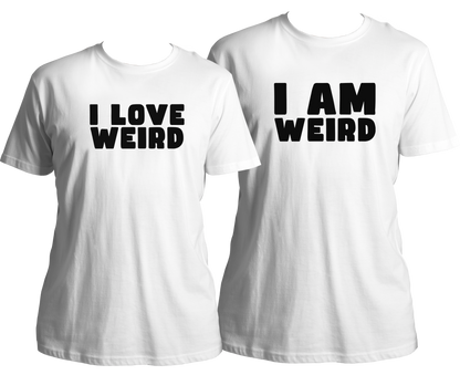 Celebrate love with our Weird Combo Unisex T-Shirts! Made for the best couples, these shirts are perfect for Valentine's Day or any special occasion. With quirky designs featuring cupids and the phrase "I love weird", these shirts are a fun and unique way to show your love for each other.
