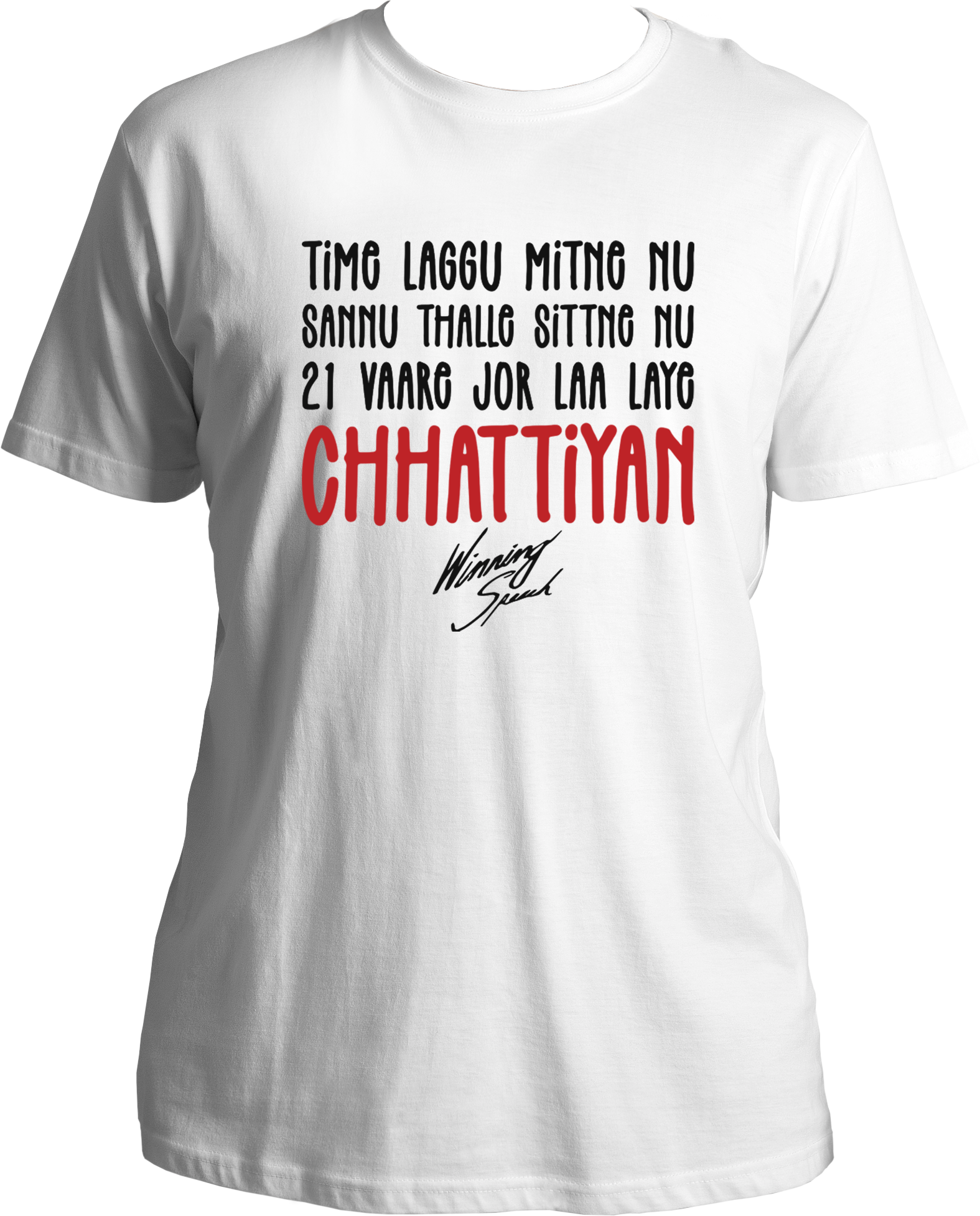 Winning Speech Karan Aujla unisex T-shirt with bold lyrics design, ideal for Punjabi music fans and Aujla enthusiasts.
