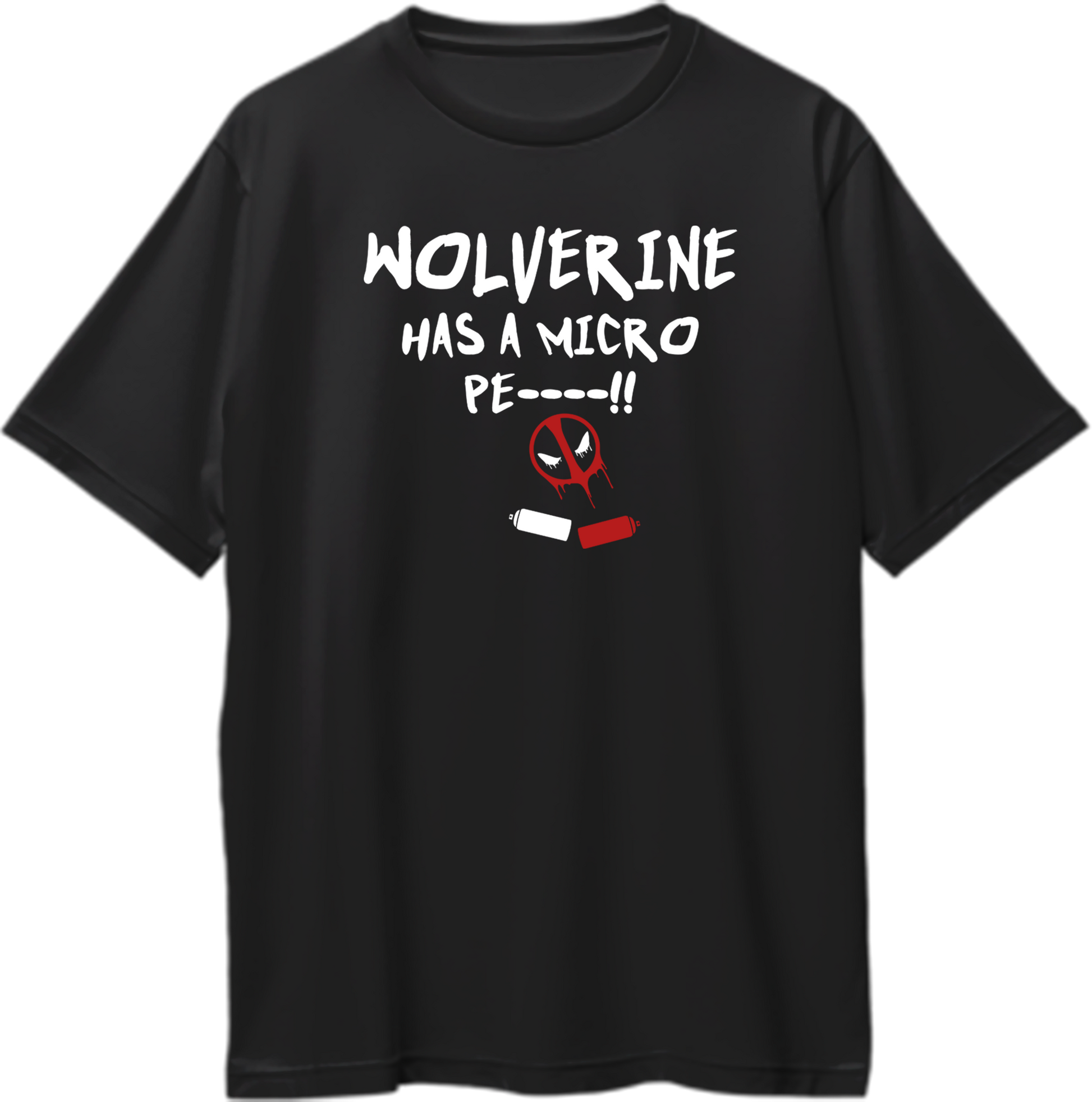 "Oversized unisex t-shirt featuring a hilarious Deadpool quote about Wolverine, pop culture superhero-inspired graphic clothing."