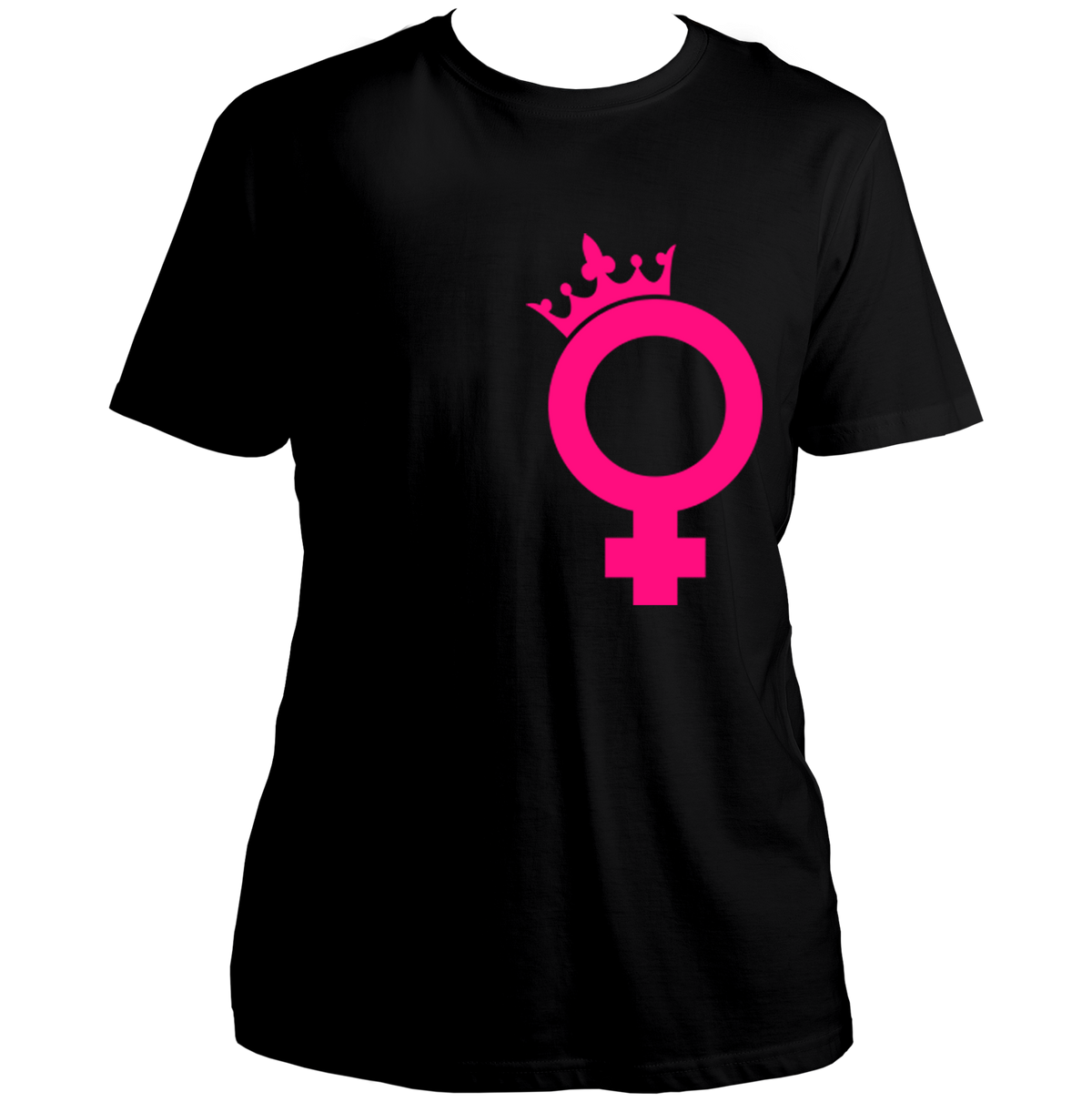 Black We Are Queens Unisex T-Shirt with crowned female symbol graphic