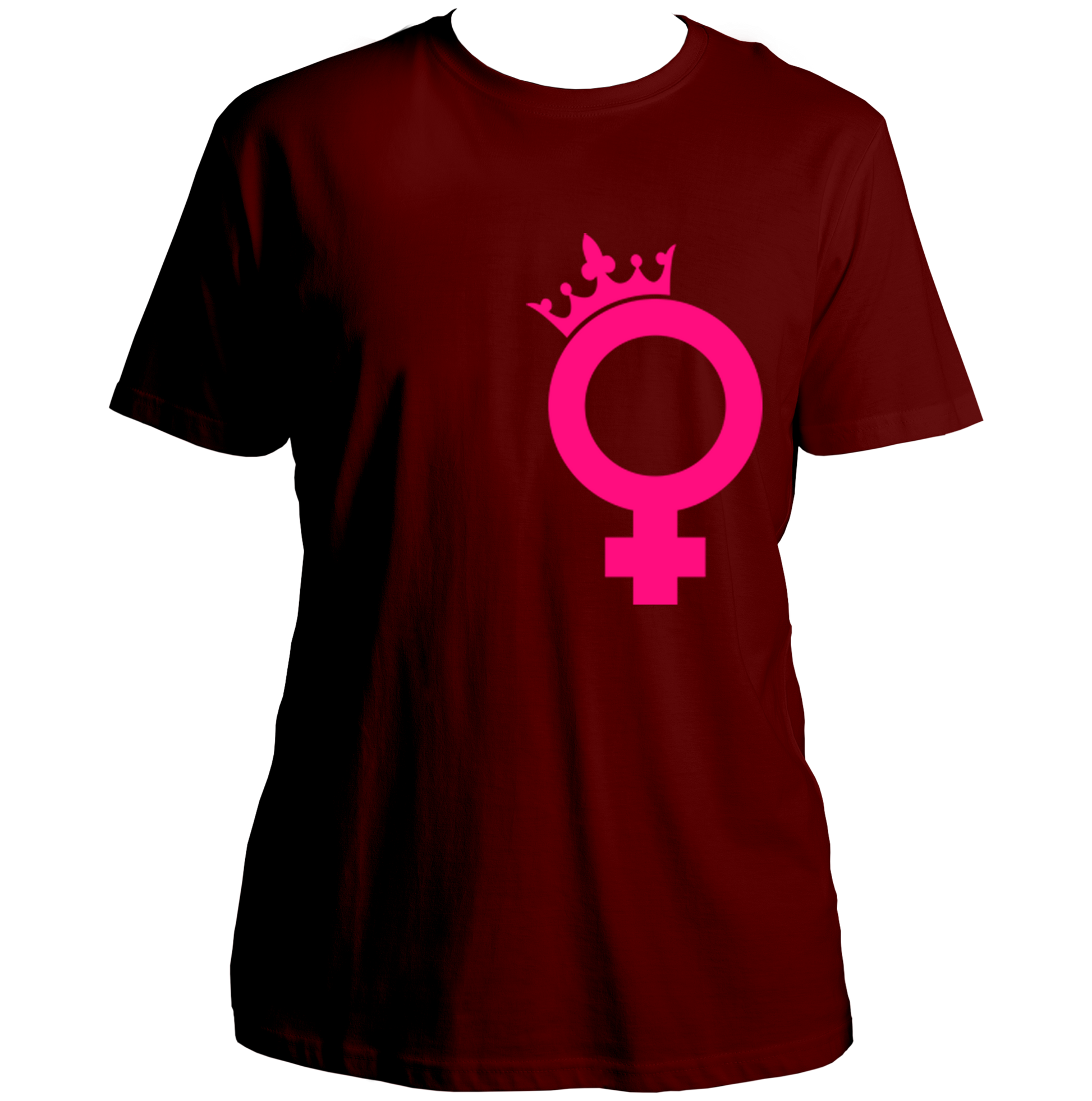 Maroon We Are Queens Unisex T-Shirt with queen-inspired female symbol print