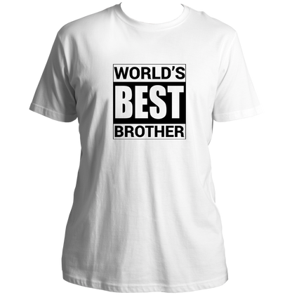 White World’s Best Brother Unisex T-Shirt by Garrari with contrast brother statement typography print