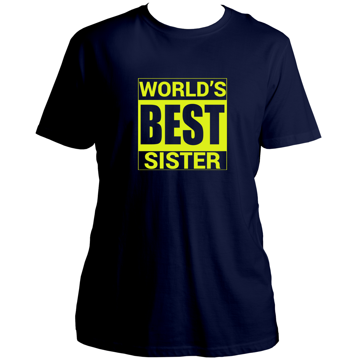 Navy Blue World’s Best Sister Unisex T-Shirt by Garrari with contrast sister statement typography print