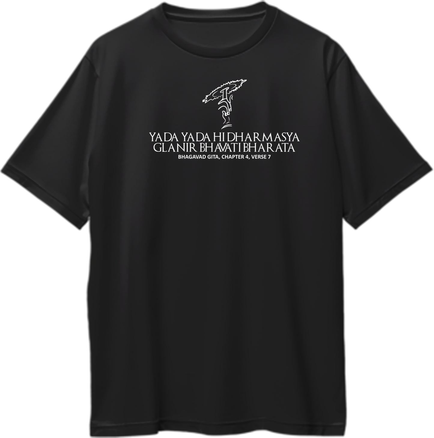 Yada Yada Hi Dharmasya oversized unisex t-shirt featuring Bhagavad Gita verse, perfect for devotees of Lord Krishna and lovers of spiritual wisdom.
