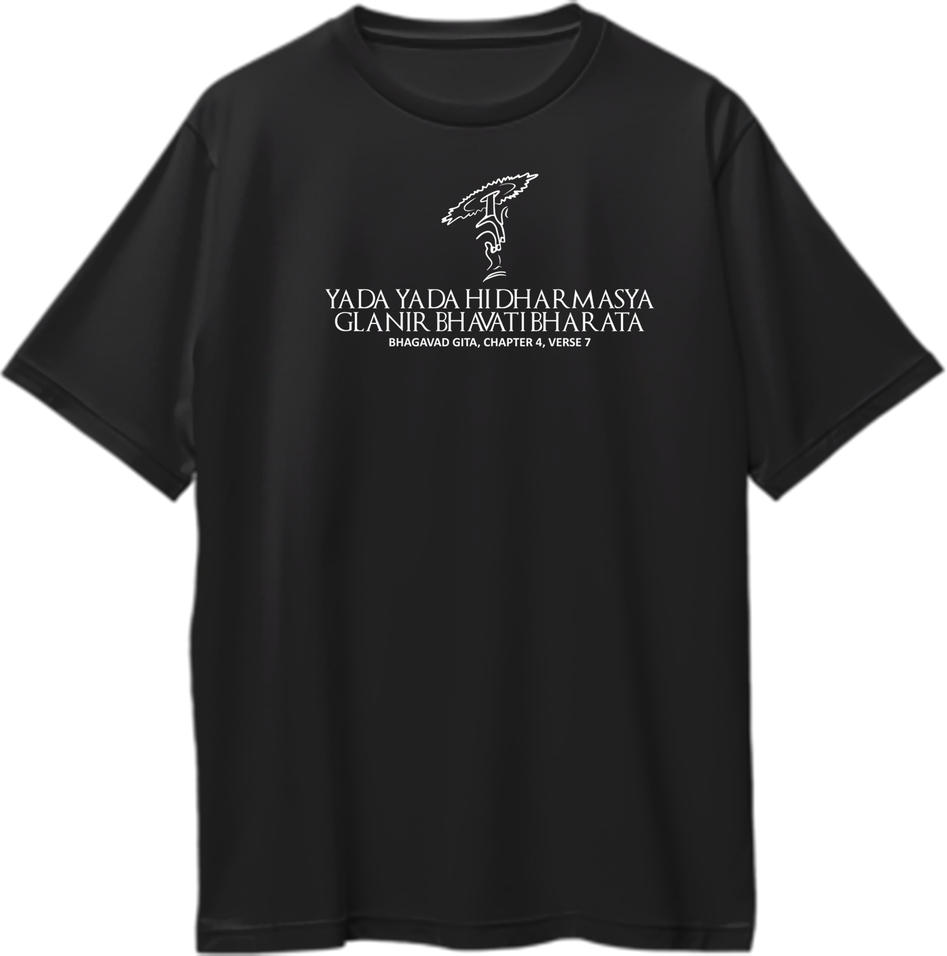Yada Yada Hi Dharmasya oversized unisex t-shirt featuring Bhagavad Gita verse, perfect for devotees of Lord Krishna and lovers of spiritual wisdom.