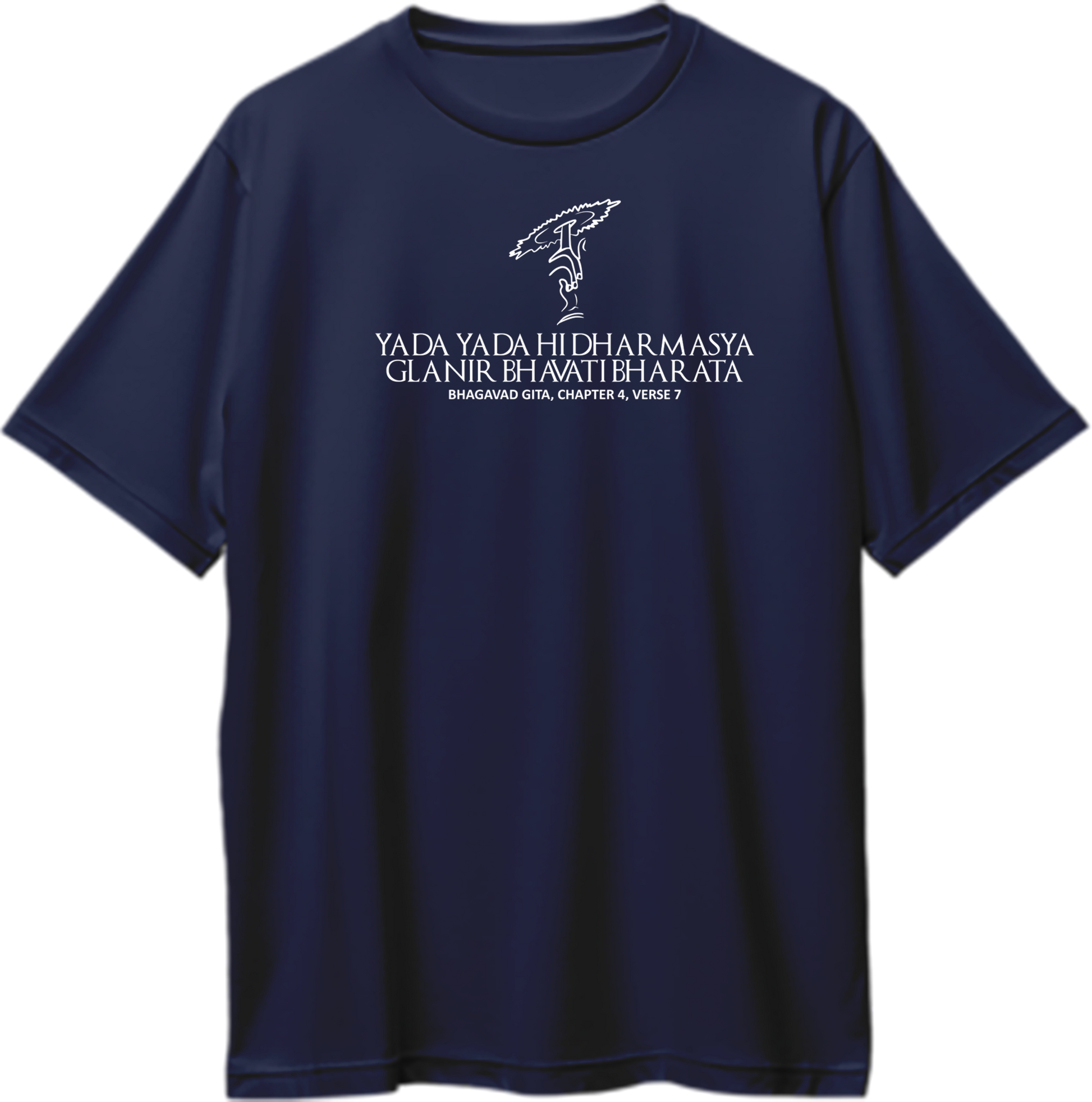 Navy Blue Yada Yada Hi Dharmasya oversized T-shirt with Bhagavad Gita Chapter 4 Verse 7 print