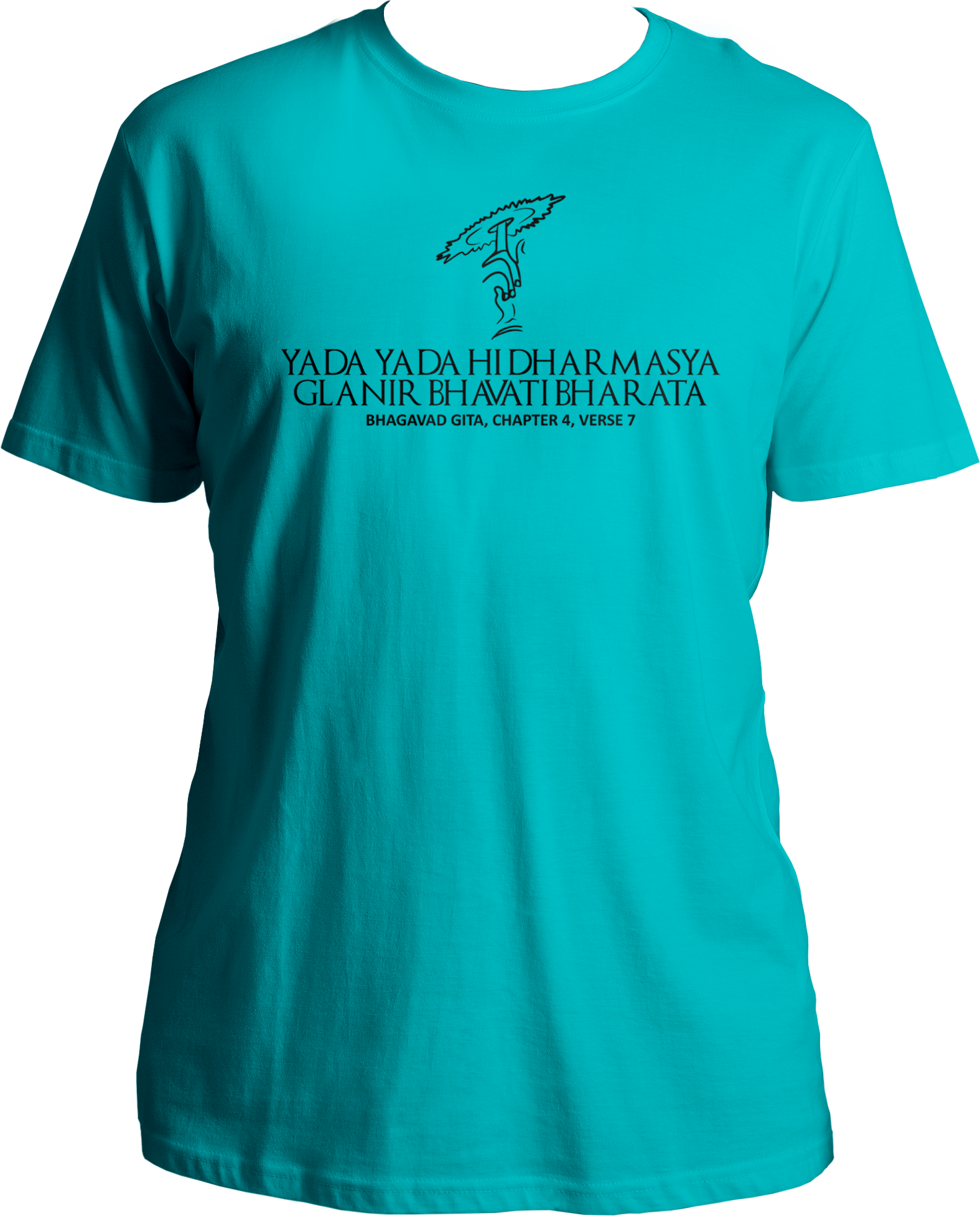Collection of Bhagavad Gita and Shri Krishna devotional t-shirts, featuring Yada Yada Hi Dharmasya design
