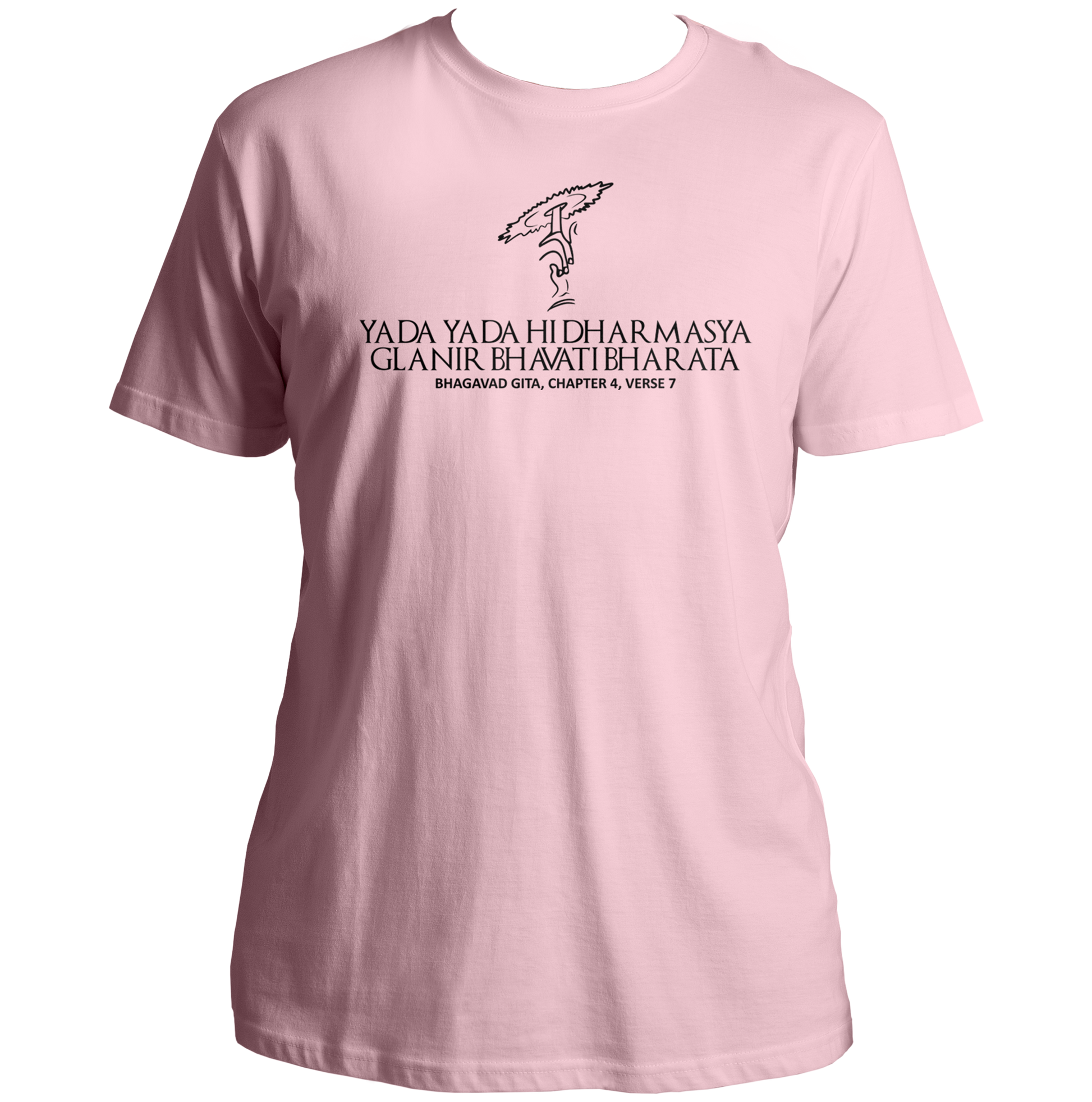 Baby Pink Yada Yada Hi Dharmasya Shri Krishna T-shirt with Bhagavad Gita verse print