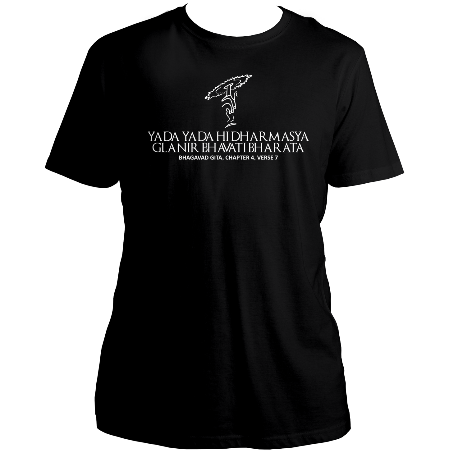 Black Yada Yada Hi Dharmasya T-shirt with Sudarshan Chakra hand design by Garrari
