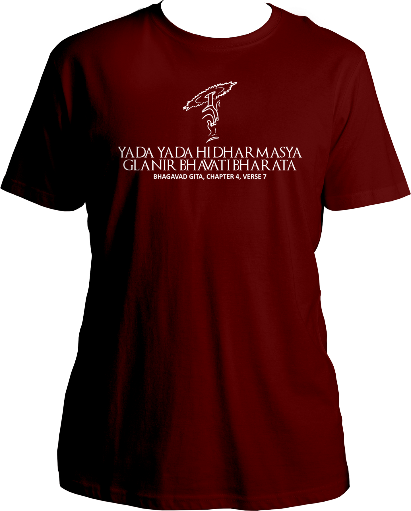 Collection of Bhagavad Gita and Shri Krishna devotional t-shirts, featuring Yada Yada Hi Dharmasya design