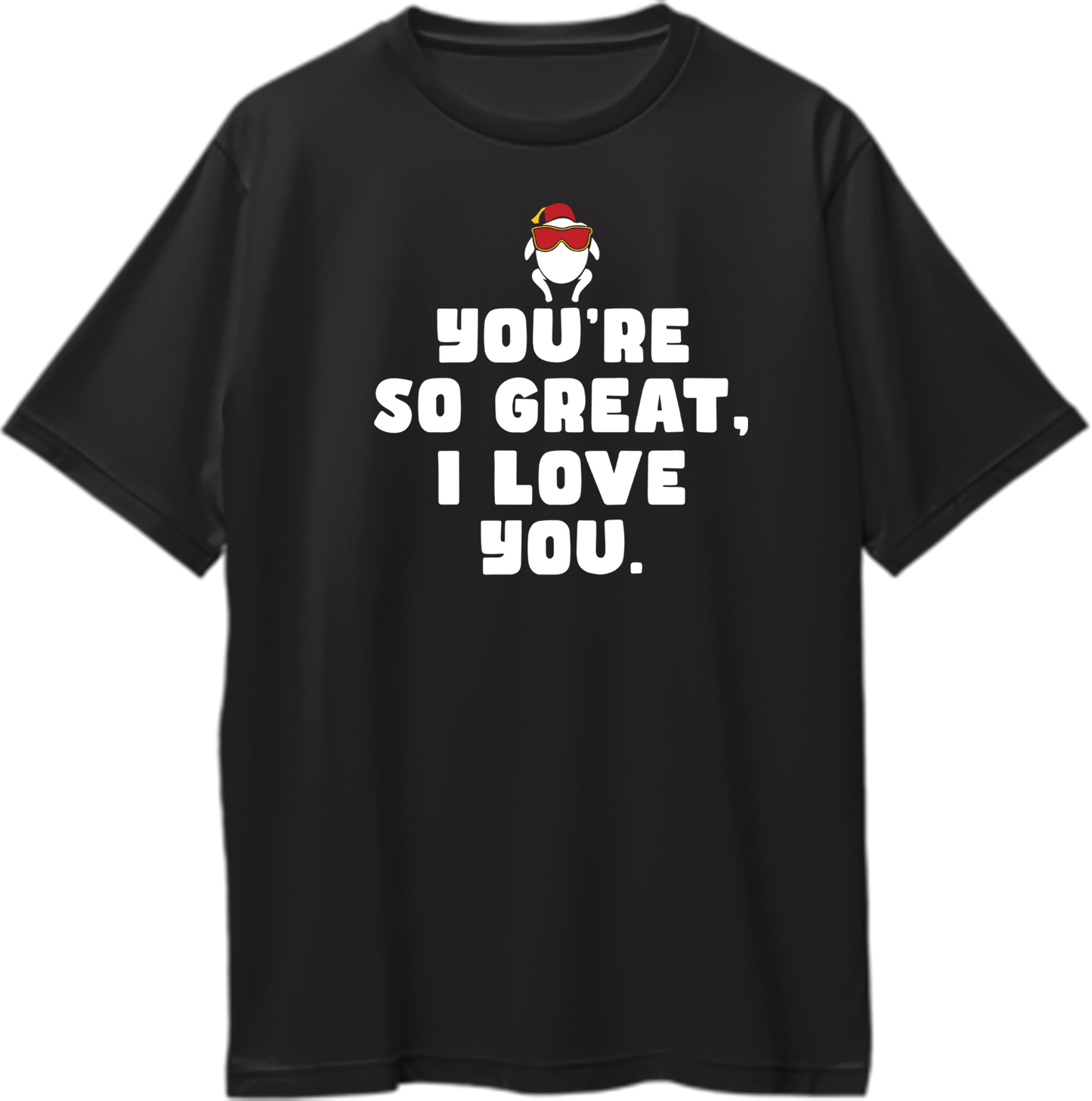 Friends oversized unisex t-shirt inspired by Chandler’s “I love you” moment from “The One with All the Thanksgivings.