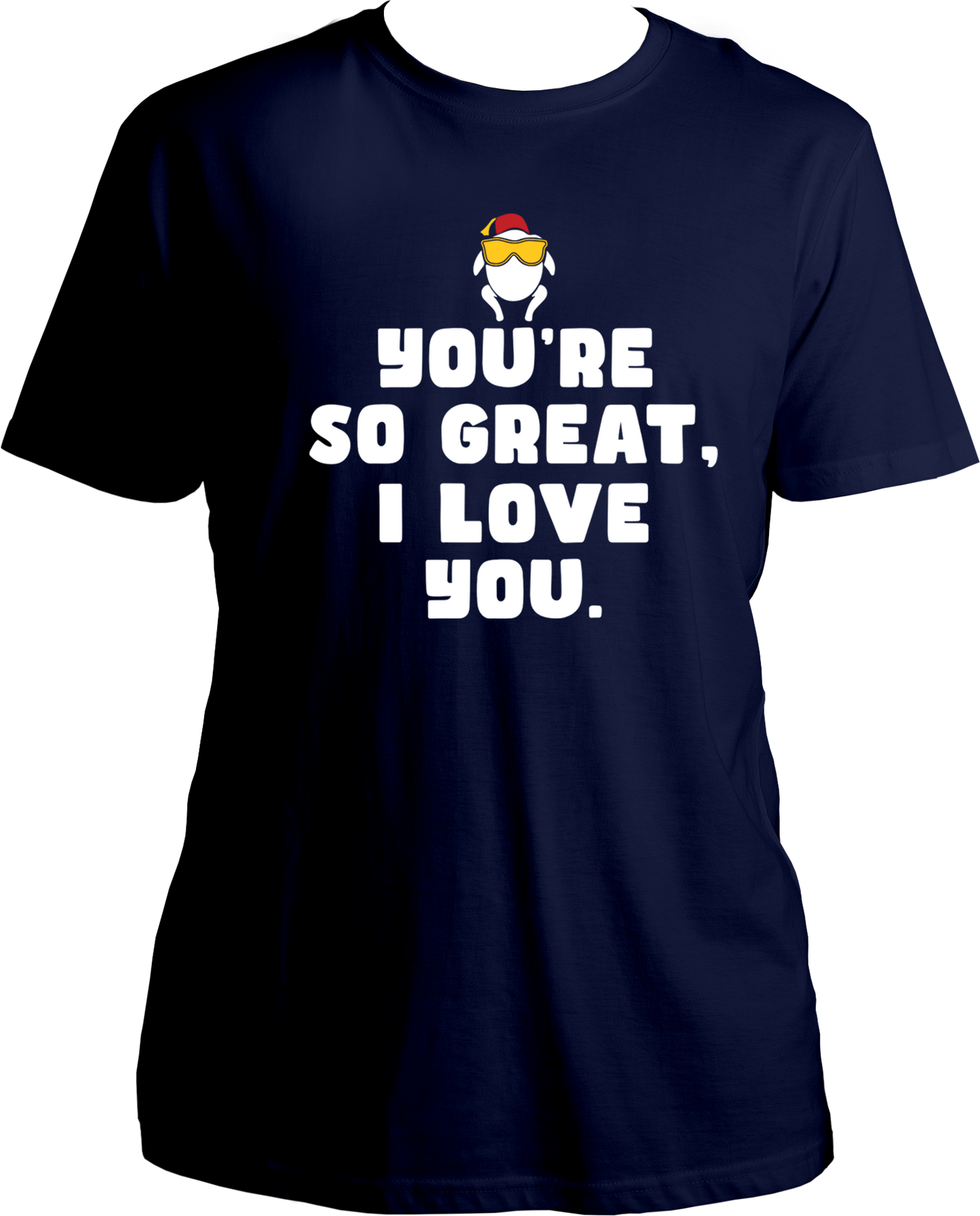 Welcome to our exclusive collection of F.R.I.E.N.D.S-inspired round neck cotton t-shirts! Dive into nostalgia and relive the iconic moment when Chandler Bing first confessed his love for Monica in the Thanksgiving episode with our special edition tee. The shirt features the heartwarming quote, "You're So Great, I Love You," capturing the essence of that memorable scene.