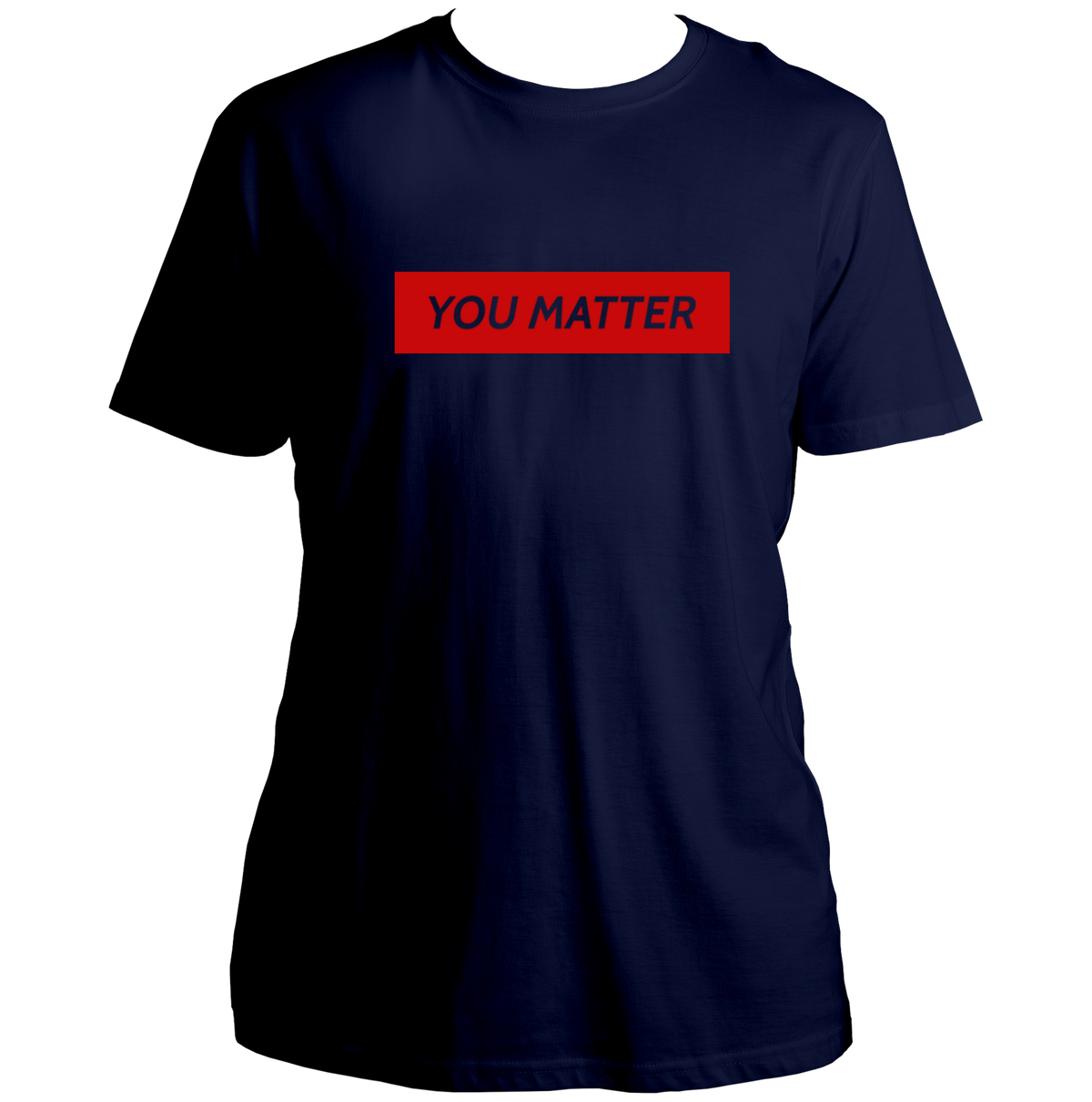 Navy Blue You Matter Unisex T-Shirt by Garrari with red statement typography print