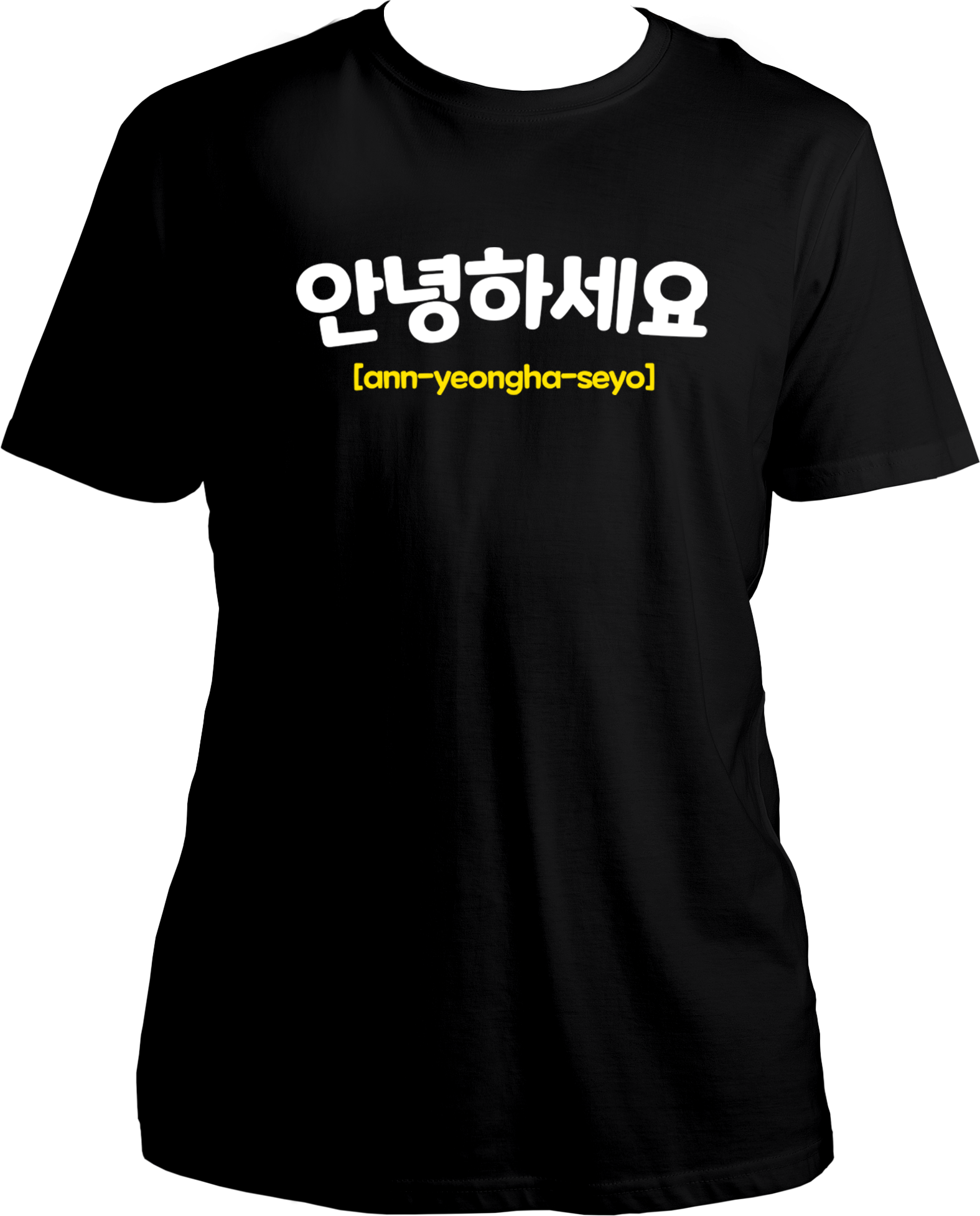 "Get your K-pop on in style with our "Annyeonghaseyo" tee! Say hello in Korean while showing off your love for Korean culture and music. Perfect for any kpop fan, this unisex t-shirt is truly fabulous. (Korean language not required, but a love for all things Korean is a must!)